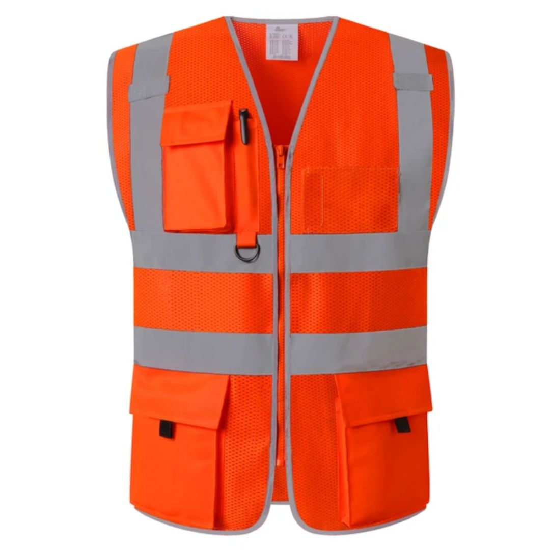 SafeGear - Veiligheidsvest met hoge zichtbaarheid, reflecterende strips en multi-pocket utility-ontwerp