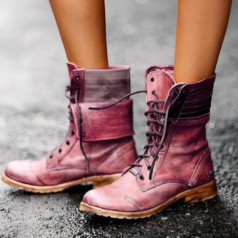 Evelyn - Veterschoenen enkellaarsjes met verstelbare bandjes