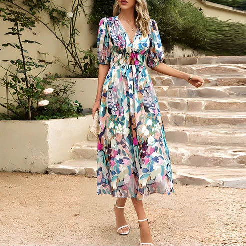 MeshElegance™ - Elegante Feestjurk Met Print