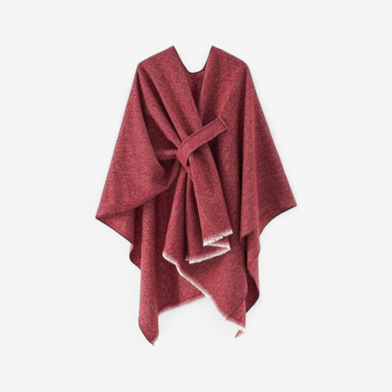 Jessica - Poncho met Schouderwikkel en Kwastjes