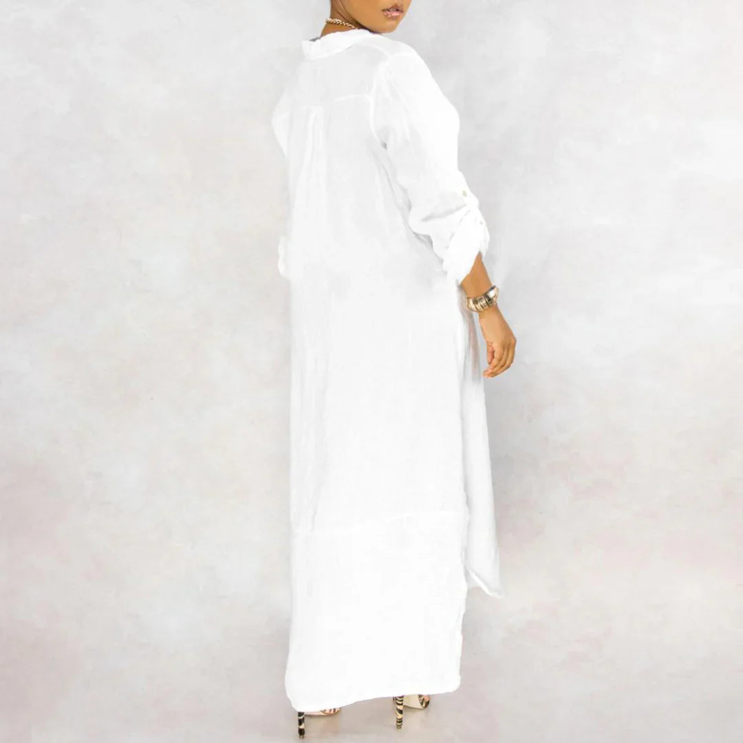 Luna - Stijlvolle Taille Riem Jurk met Speelse Print