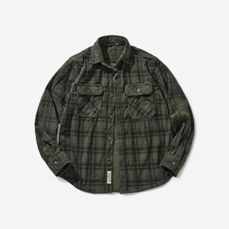 Johnny - Lange Mouw Geruit Overhemd met Knopen en Omgeslagen Kraag