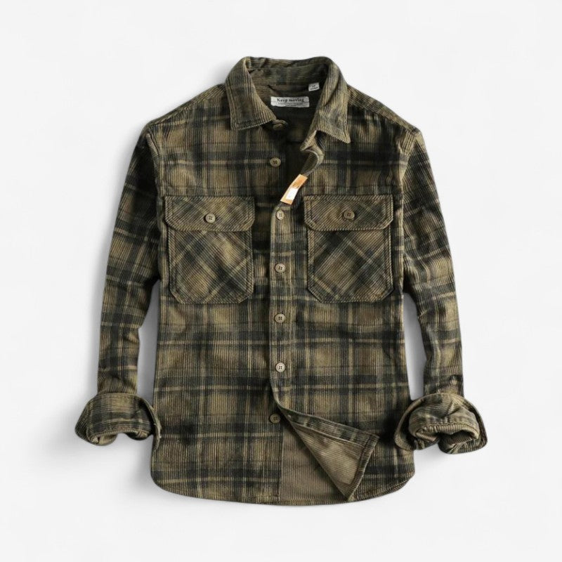 Johnny - Lange Mouw Geruit Overhemd met Knopen en Omgeslagen Kraag