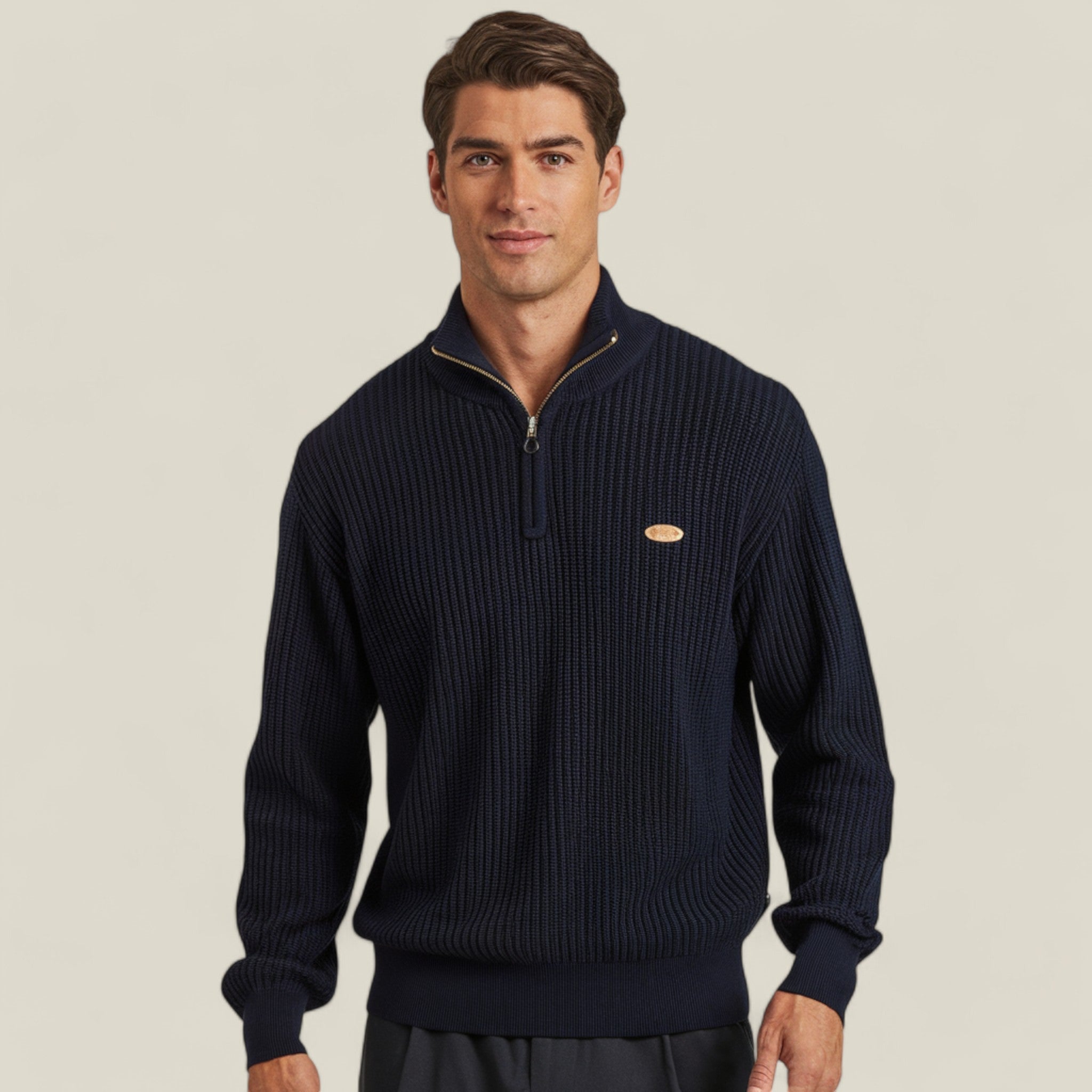 Ethan - Klassieke trui met hoge kraag en praktische ritssluiting