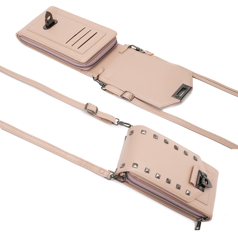 Luna - Stijlvolle geklonken mobiele telefoon schoudertas met verstelbare riemen