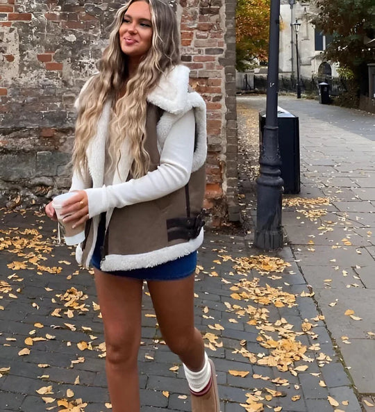 Sophie - Gezellige mouwloze jas met fleece voering
