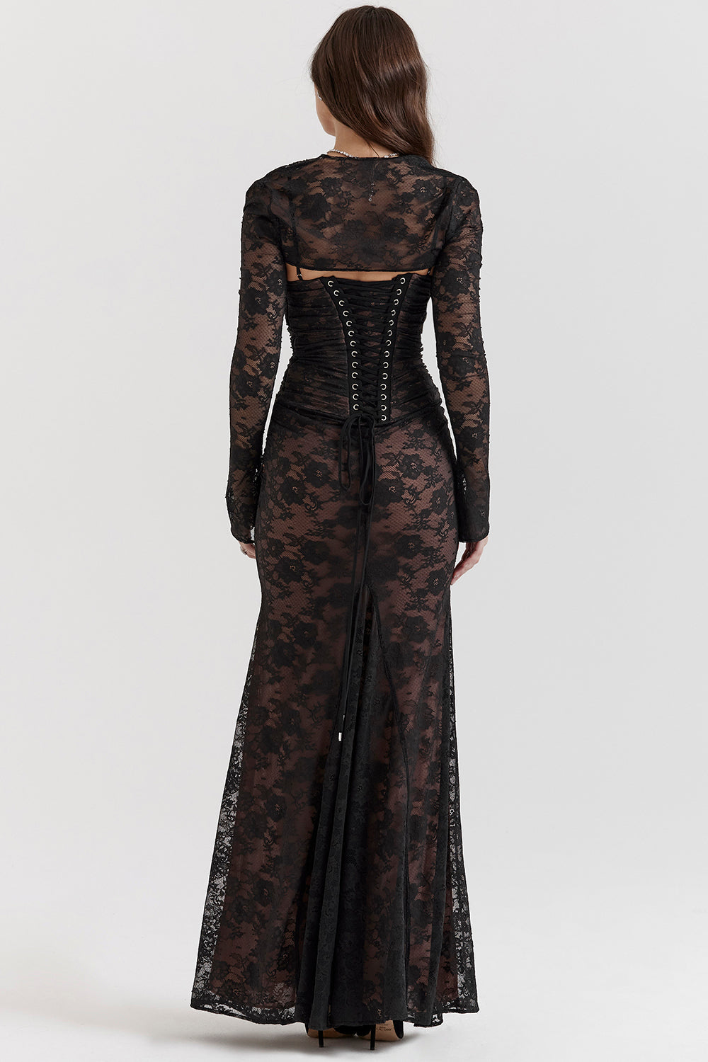 Isadora – Elegante maxi-jurk met lange mouwen en strakke pasvorm