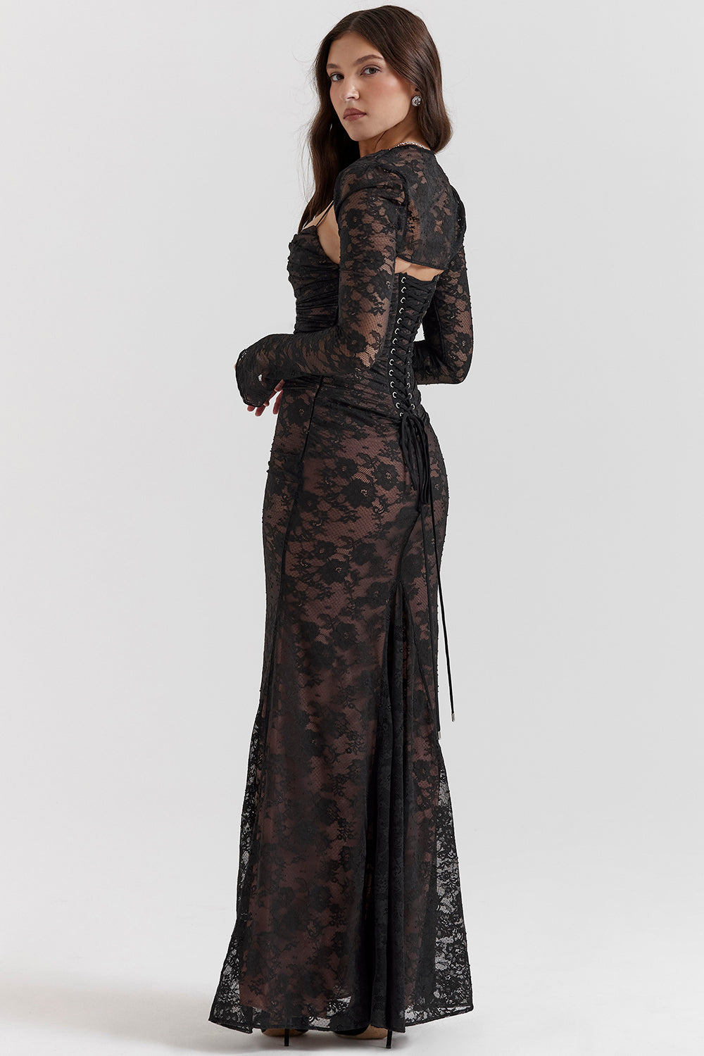 Isadora – Elegante maxi-jurk met lange mouwen en strakke pasvorm