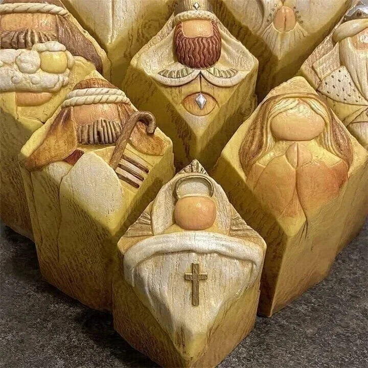 HeavenlyGlow – Kerststalzuilbeelden voor een elegante en spirituele kerstdecoratie