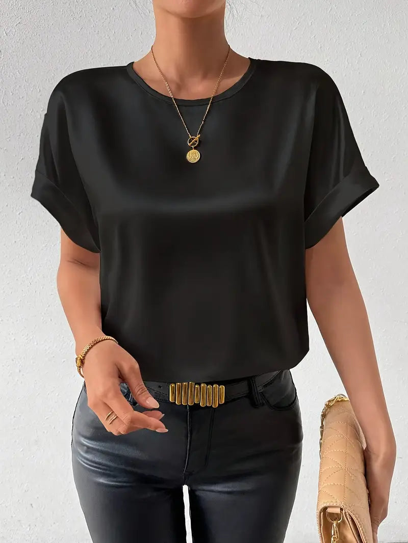 Norma - Elegant T-shirt met korte mouwen en ronde streep