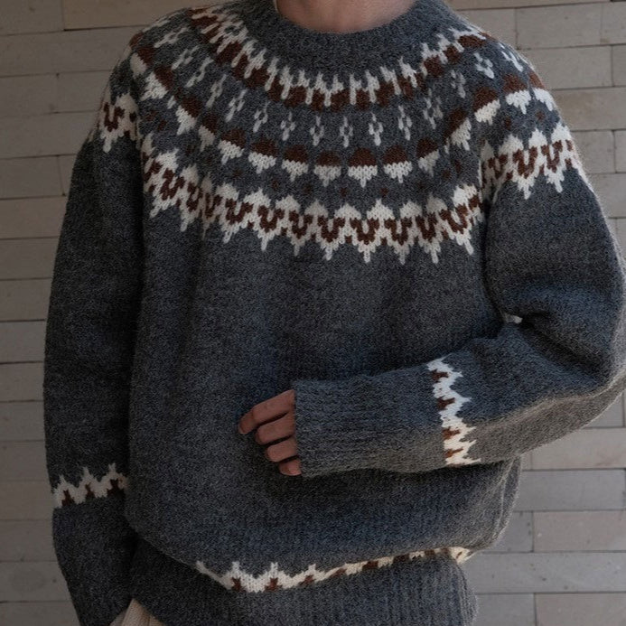Lina - Slim Fit Fair Isle Trui met Geribde Boorden