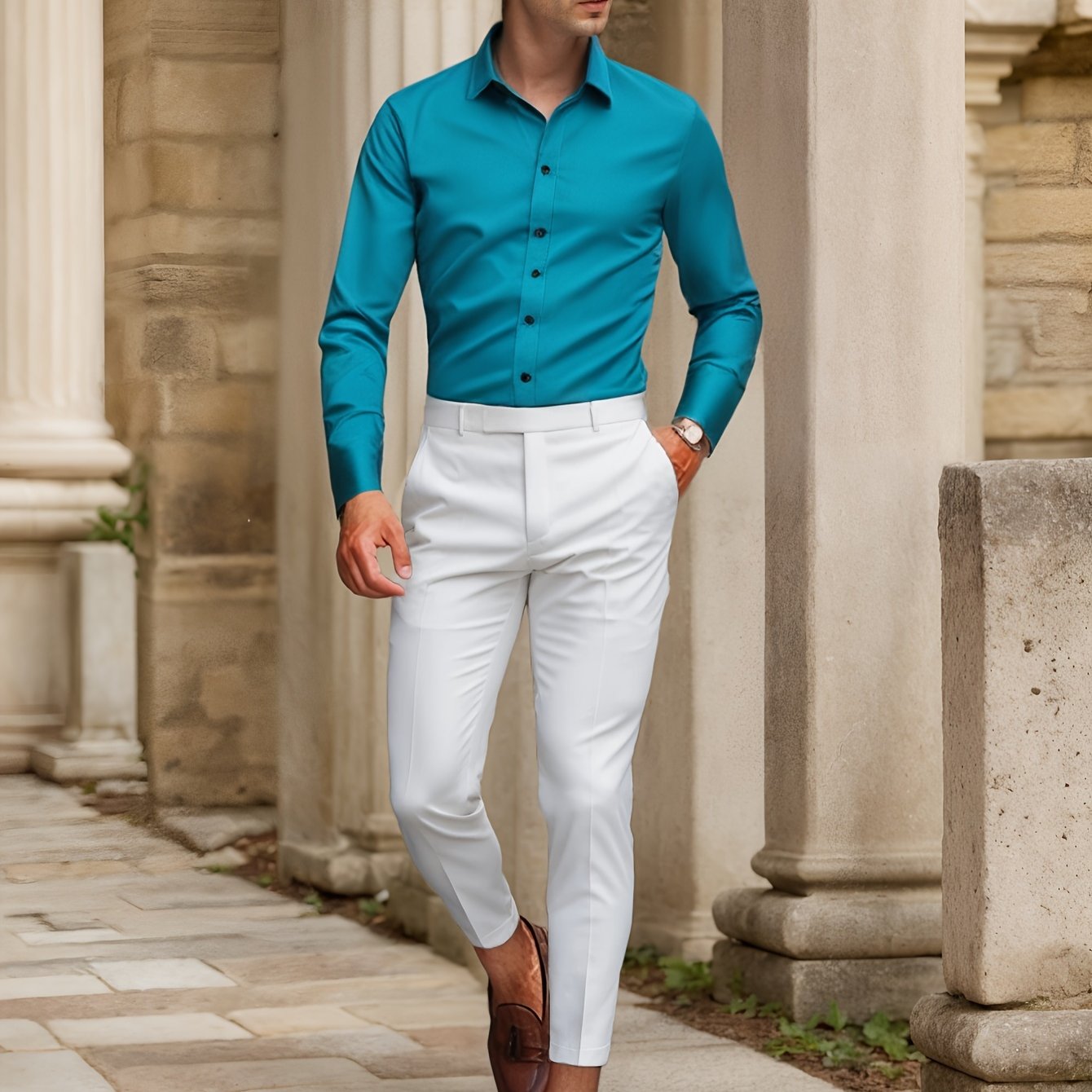 Luca - Slim Fit Overhemd met Gestreepte Kraag