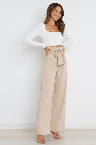 Isabella - Klassieke wijde broek met hoge taille en strikceintuur