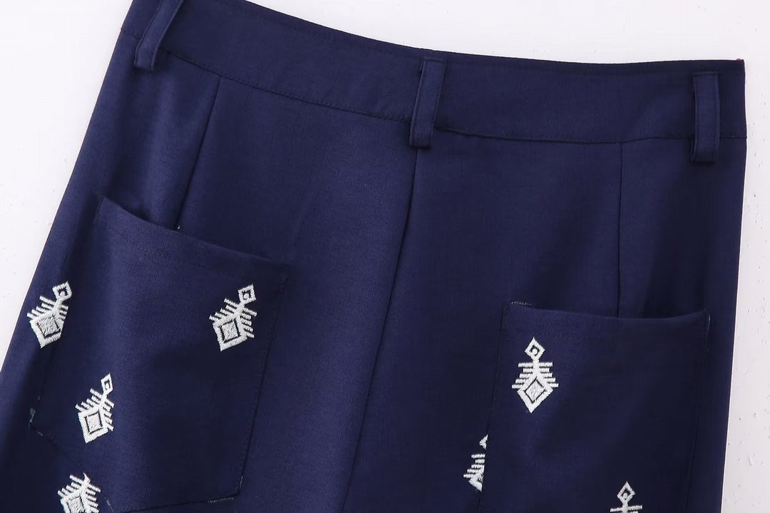 Maria - Palazzo broek met wijde pijpen hoge taille en elegante patronen