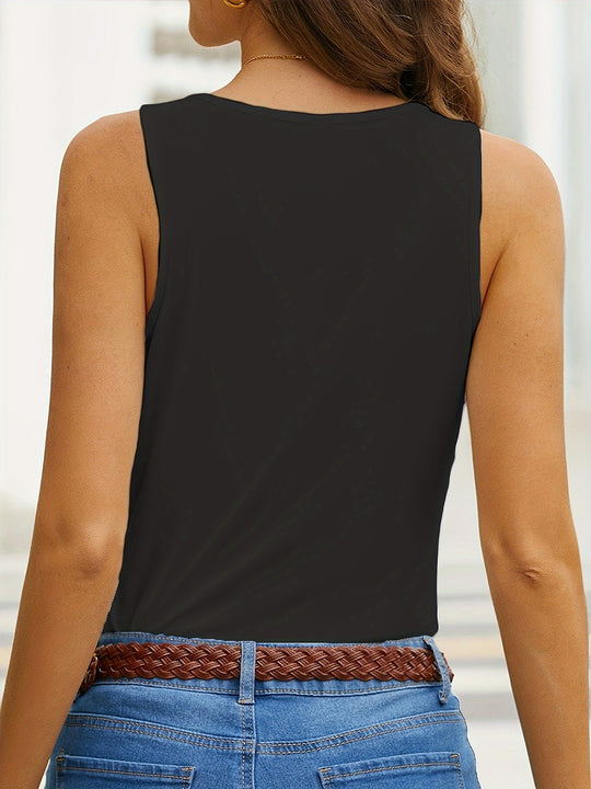 Celeste - Chic Geschulpte V-Hals Tanktop Met Mouwloos Ontwerp