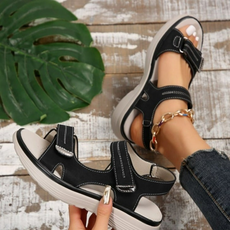 Penelope - Open Teen Sandalen met Verstelbare Klittenband Straps
