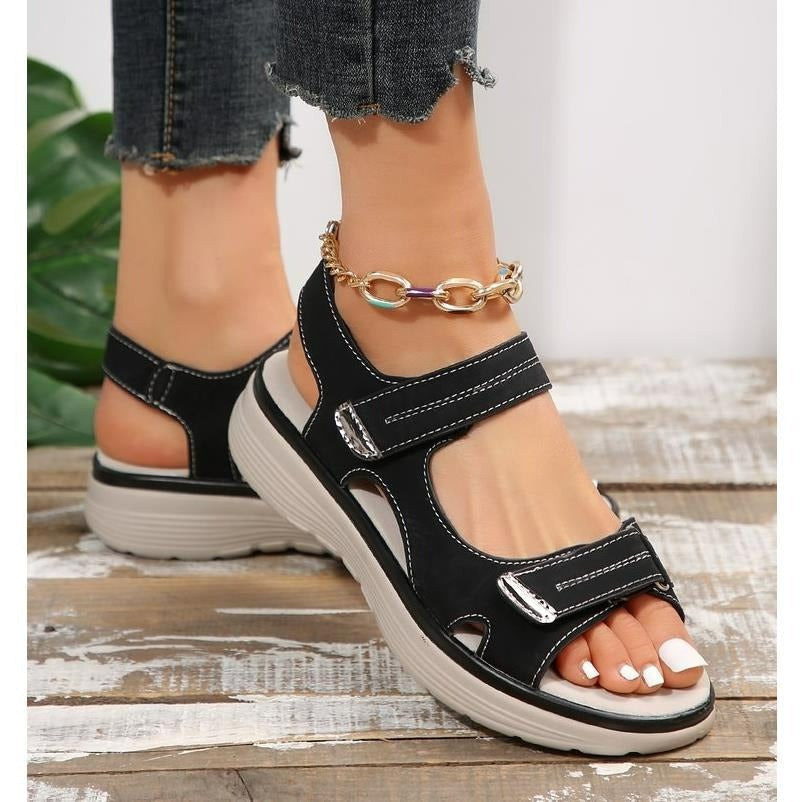Penelope - Open Teen Sandalen met Verstelbare Klittenband Straps