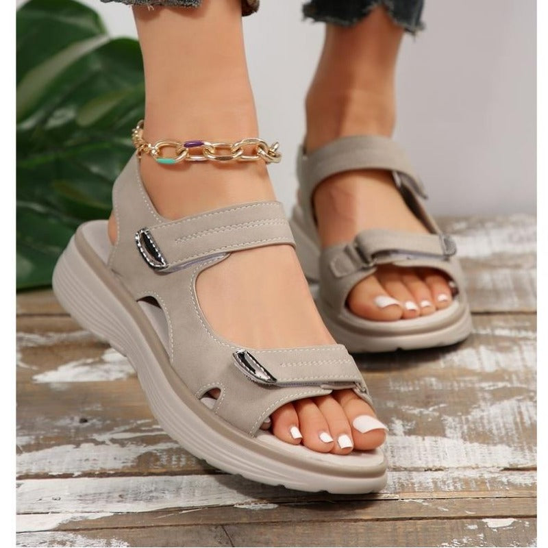 Penelope - Open Teen Sandalen met Verstelbare Klittenband Straps