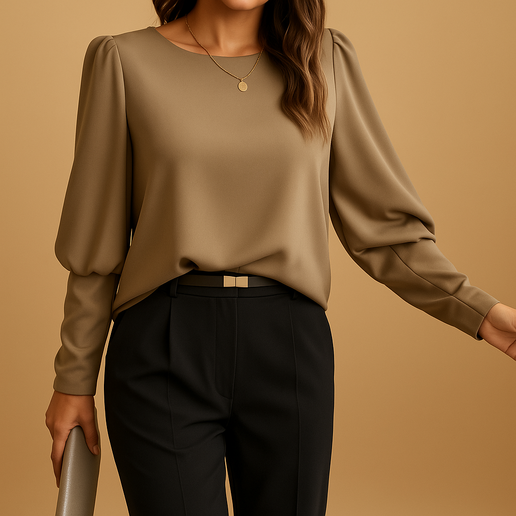 Vanessa – Elegante blouse met lange mouwen ronde hals en relaxte pasvorm