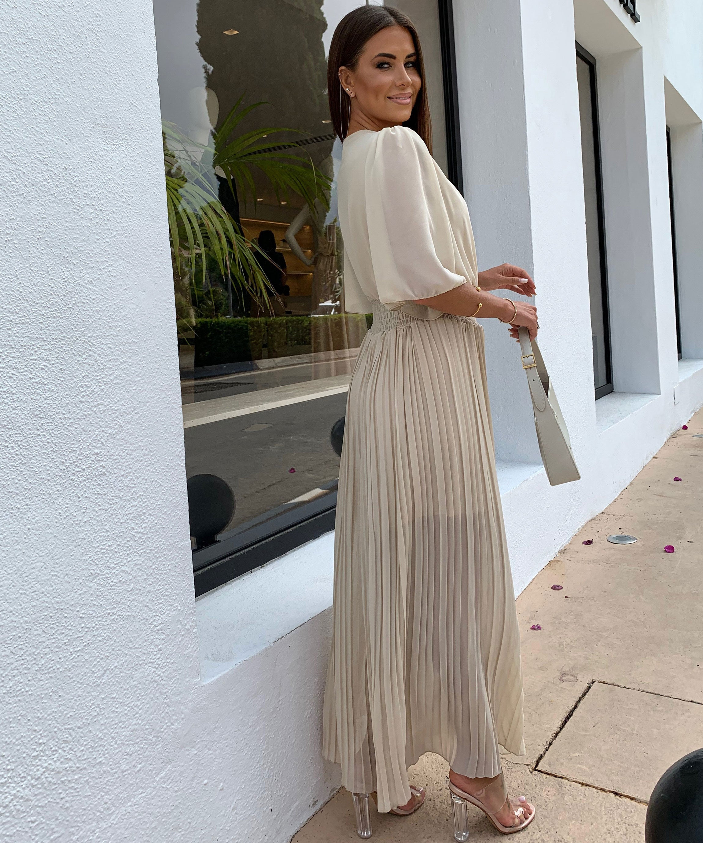 Selena - Elegante geplooide maxi jurk met een flatterende taille