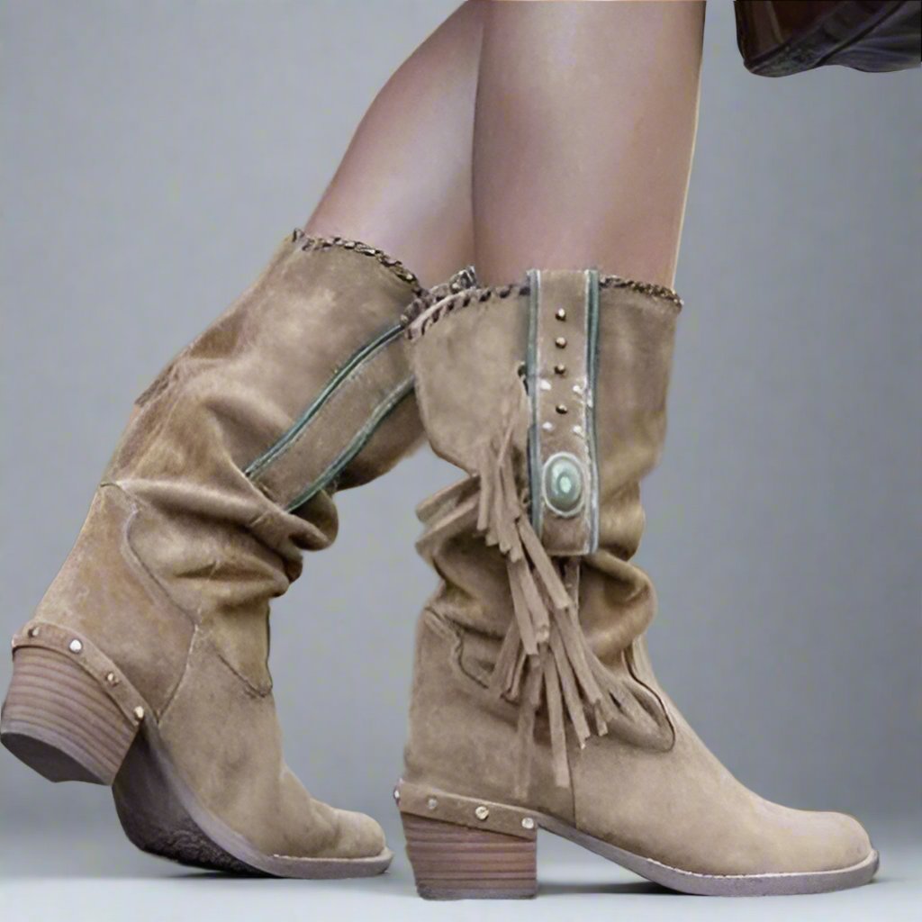 Sandra - Stijlvolle halfhoge laarzen met dikke hak en antislip grip