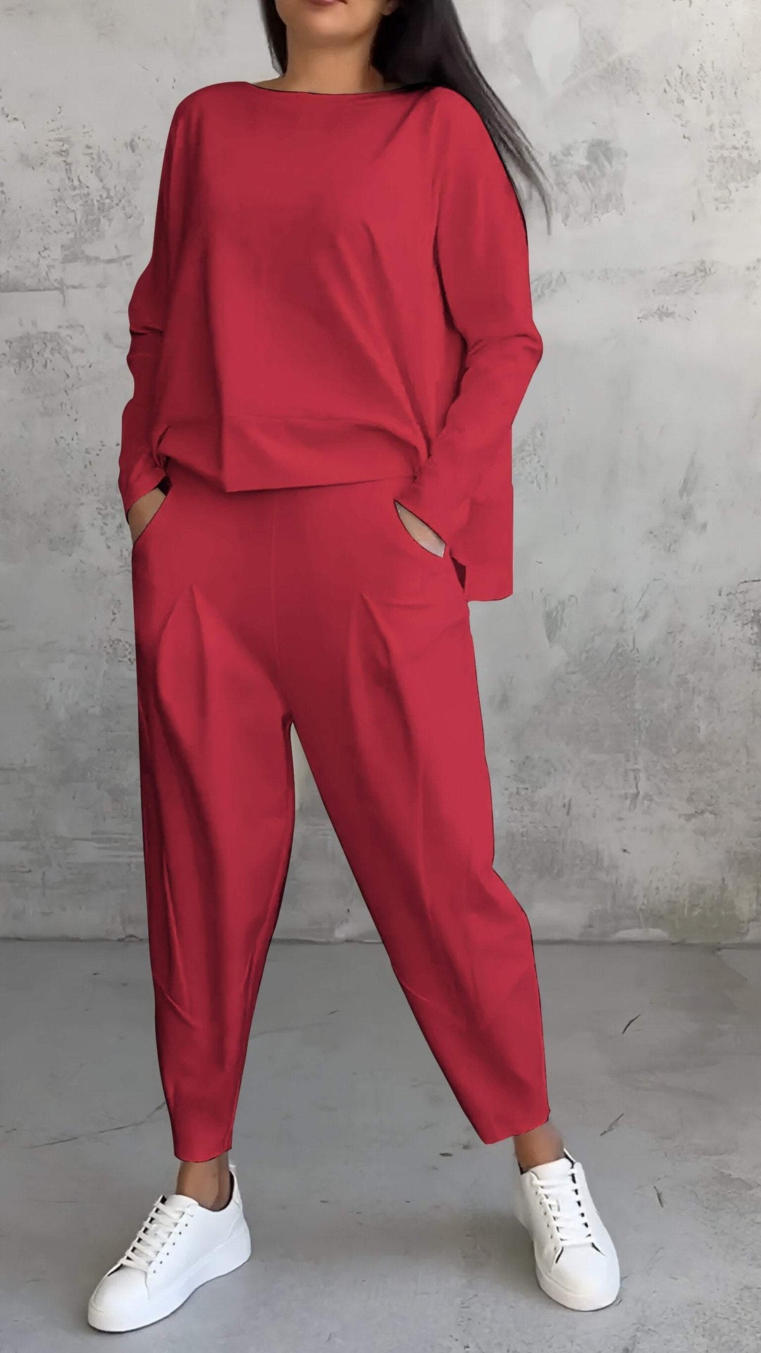 Serenity – Tweedelige set met een top met lange mouwen en een broek met wijde pijpen