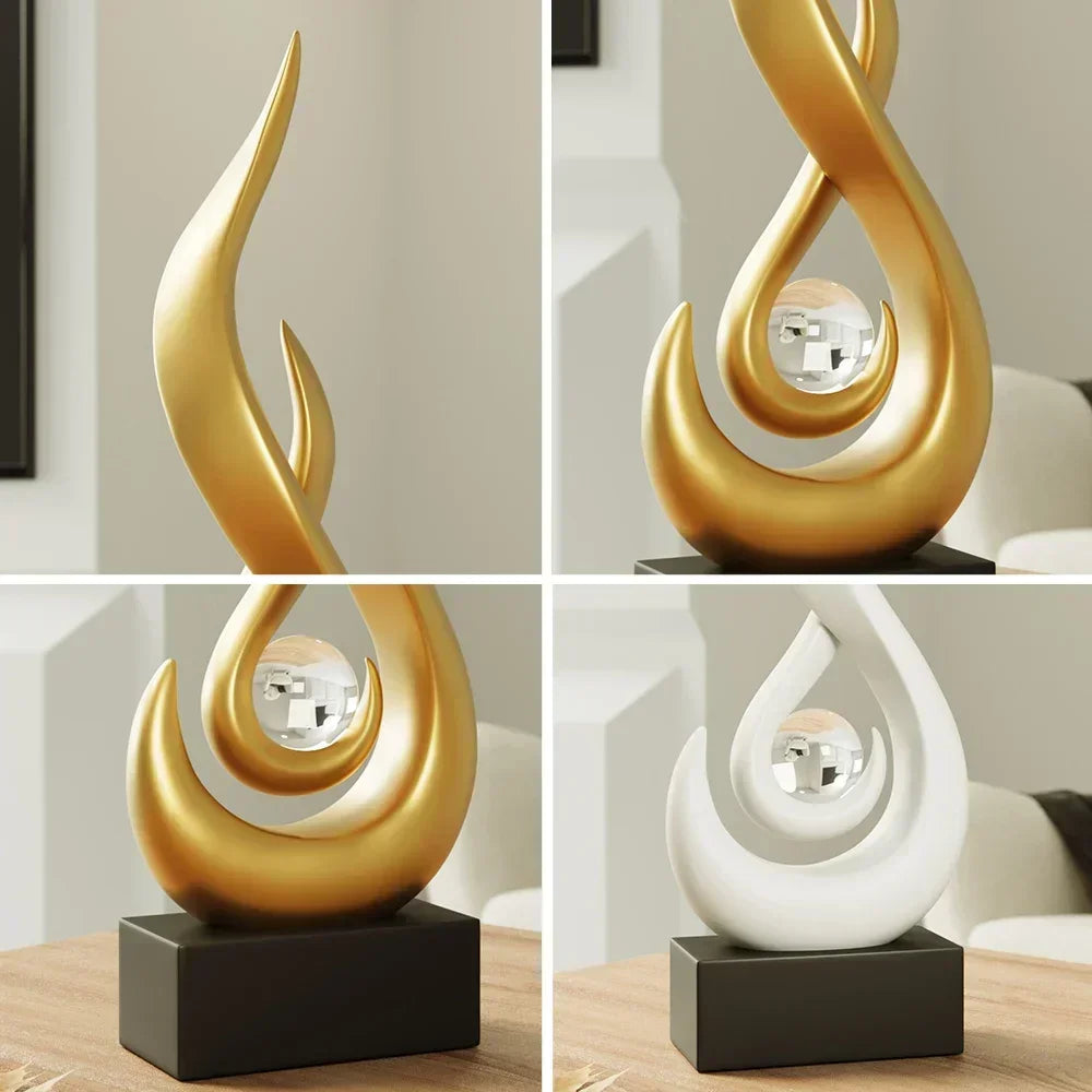 ArteFlare - Abstract vlamsculptuur met open centrum en glad gebogen lichaam