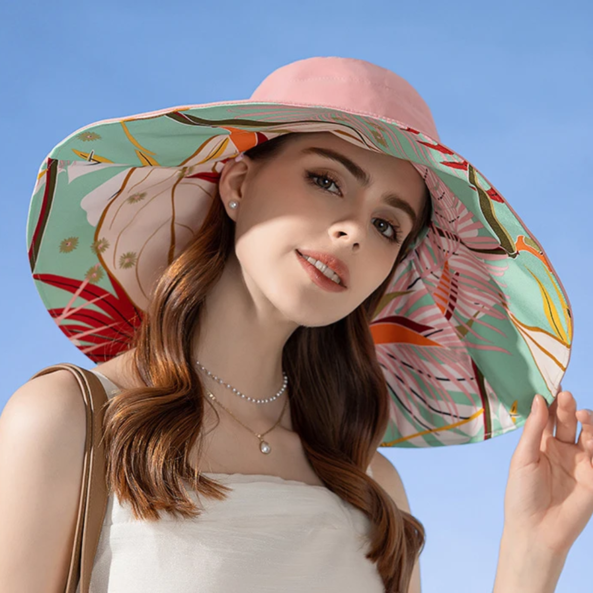 Sarah – Lichtgewicht zonnehoed met brede rand en dubbelzijdig ontwerp