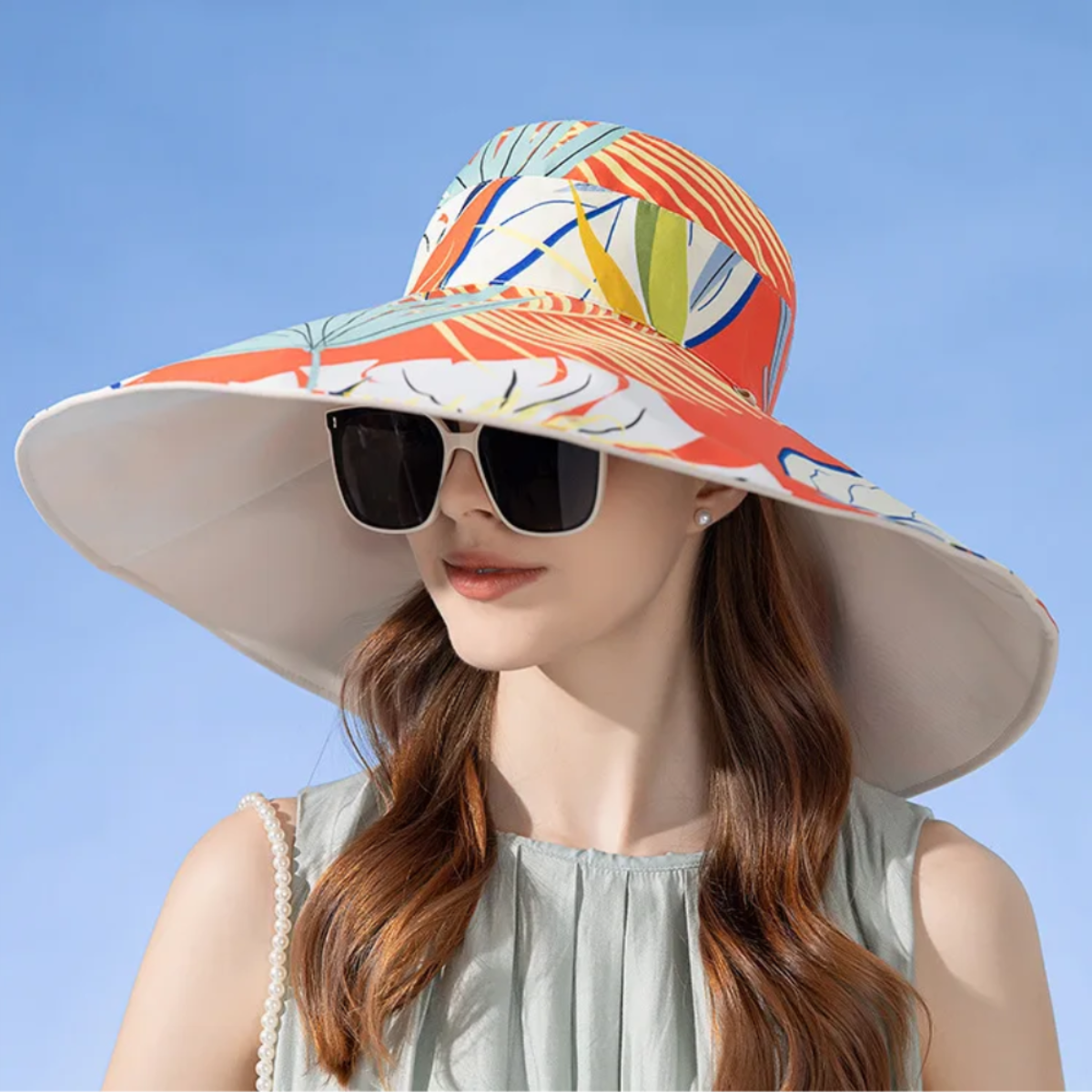 Sarah – Lichtgewicht zonnehoed met brede rand en dubbelzijdig ontwerp