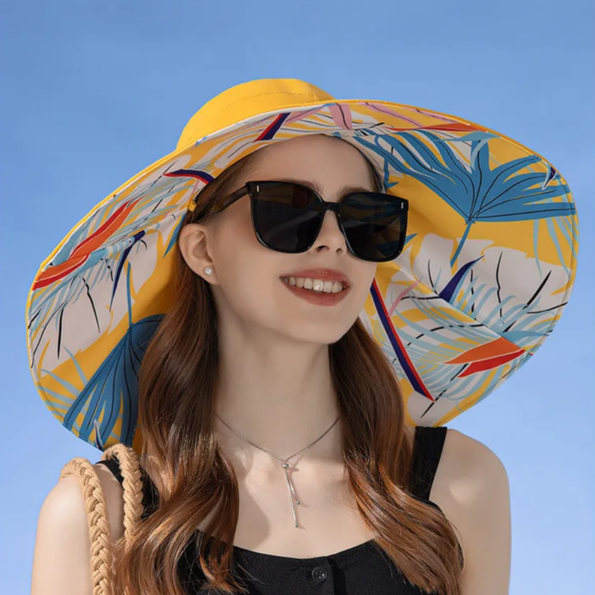 Sarah – Lichtgewicht zonnehoed met brede rand en dubbelzijdig ontwerp