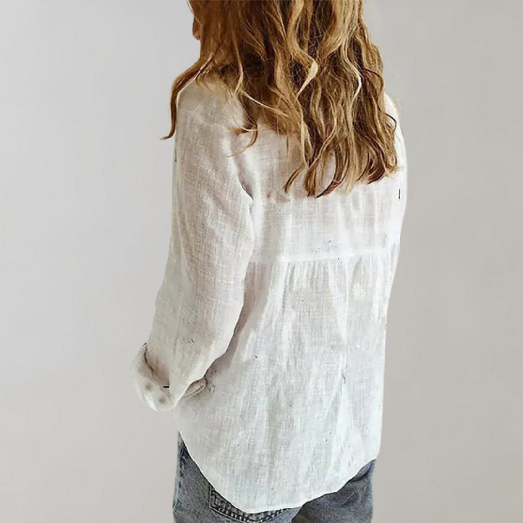 Johanne - Tijdloze Elegante Gestreepte Blouse Dames Lange Mouw-4