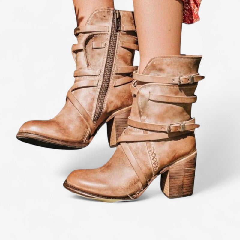 Genesis – Enkellaarzen met Ritssluiting aan de Zijkant en Gespbanden