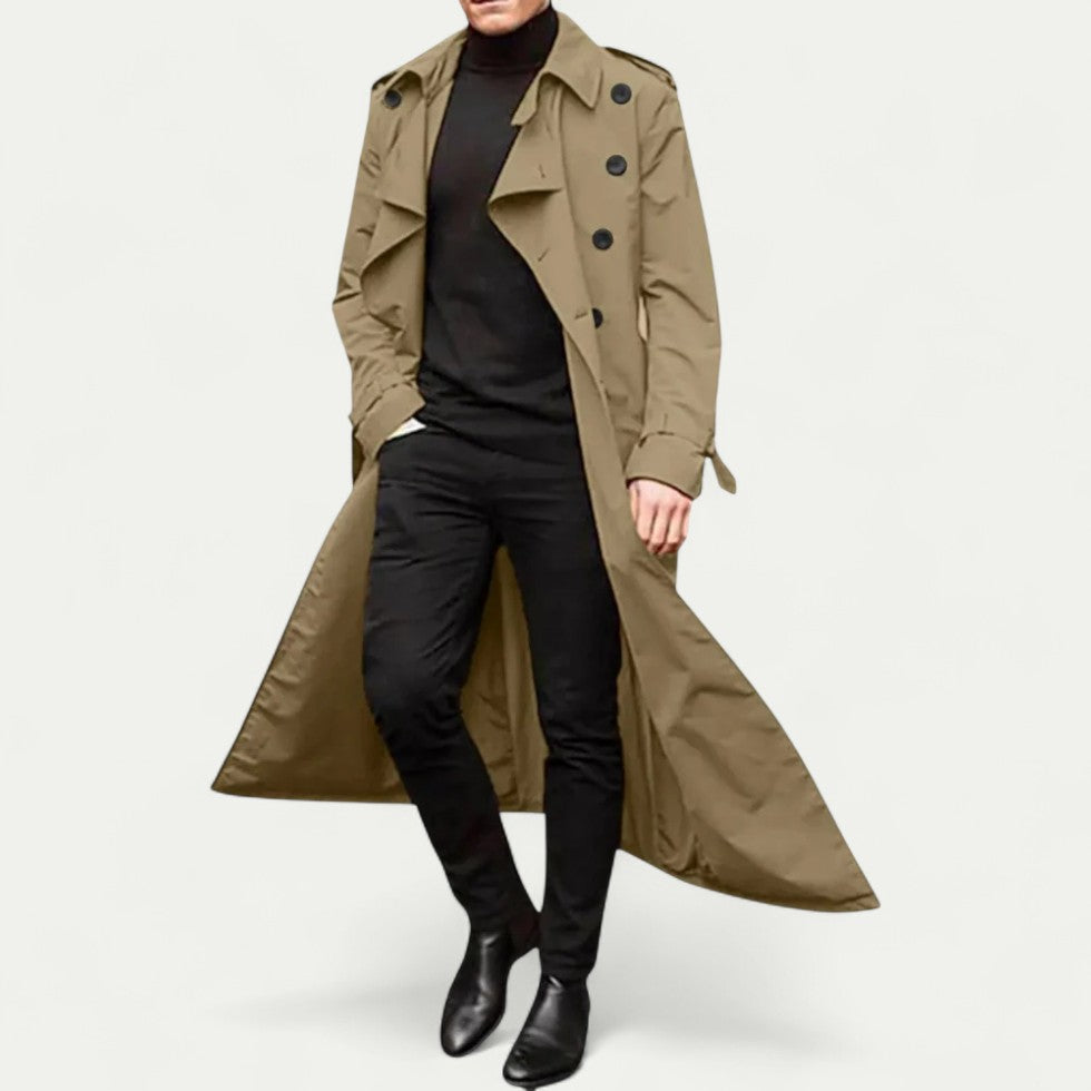 Jack – Lange Trenchcoat met Knopdetail en Tailleceintuur