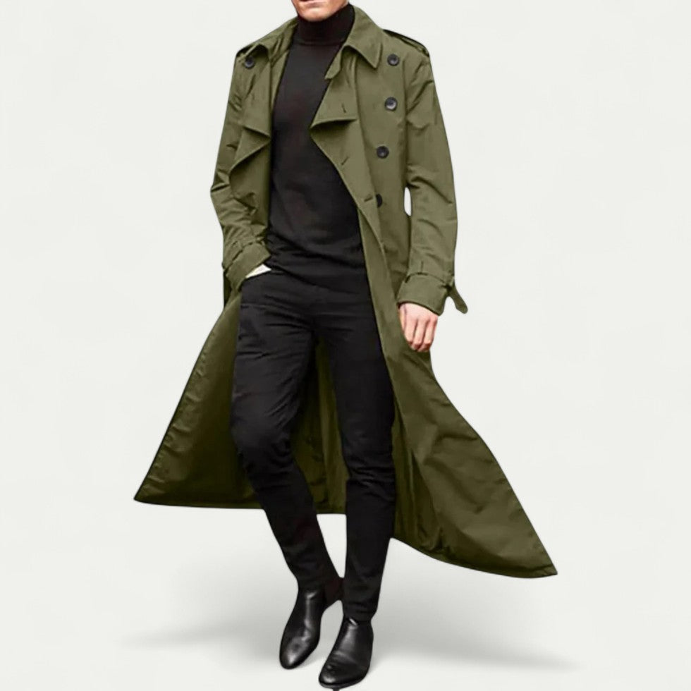 Jack – Lange Trenchcoat met Knopdetail en Tailleceintuur
