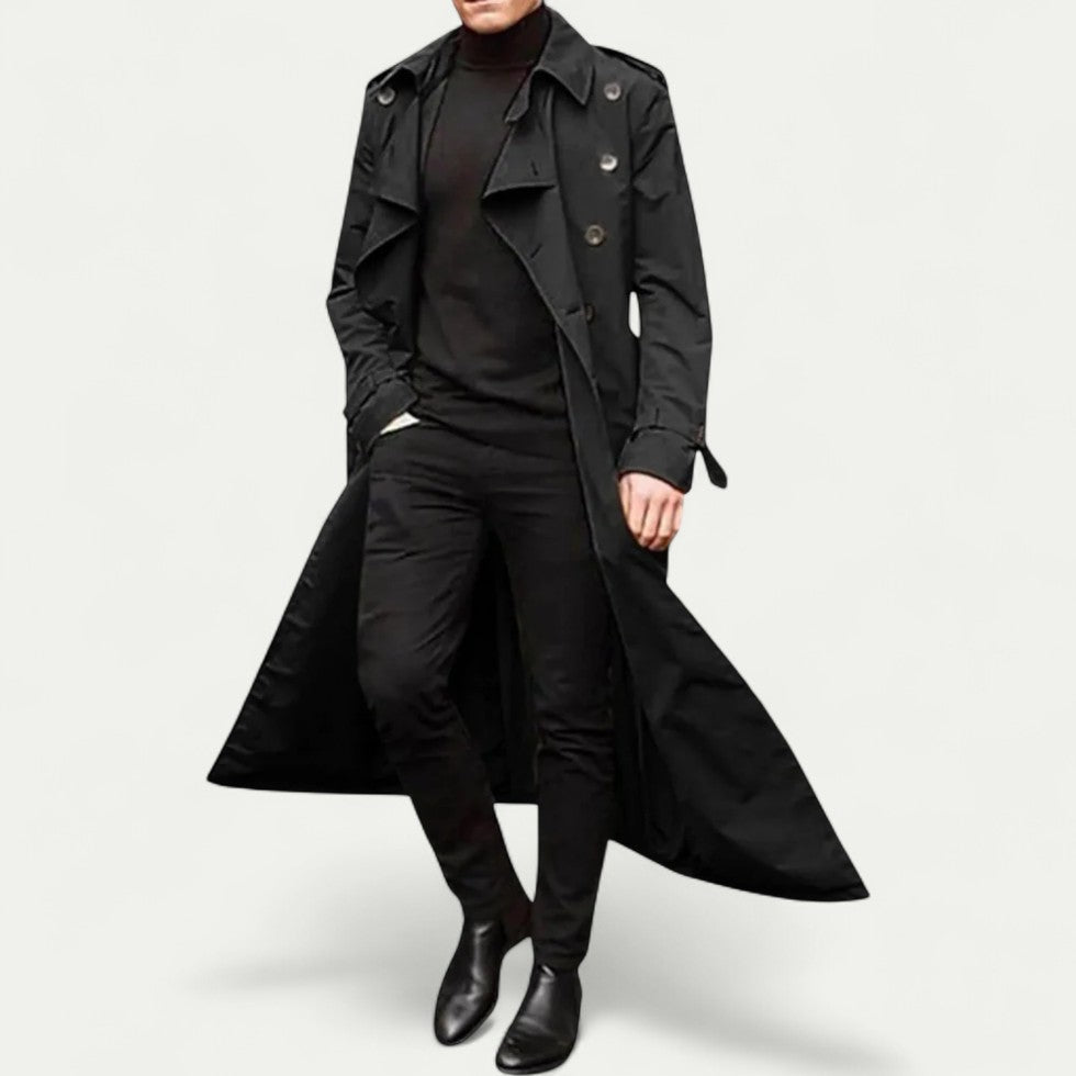 Jack – Lange Trenchcoat met Knopdetail en Tailleceintuur