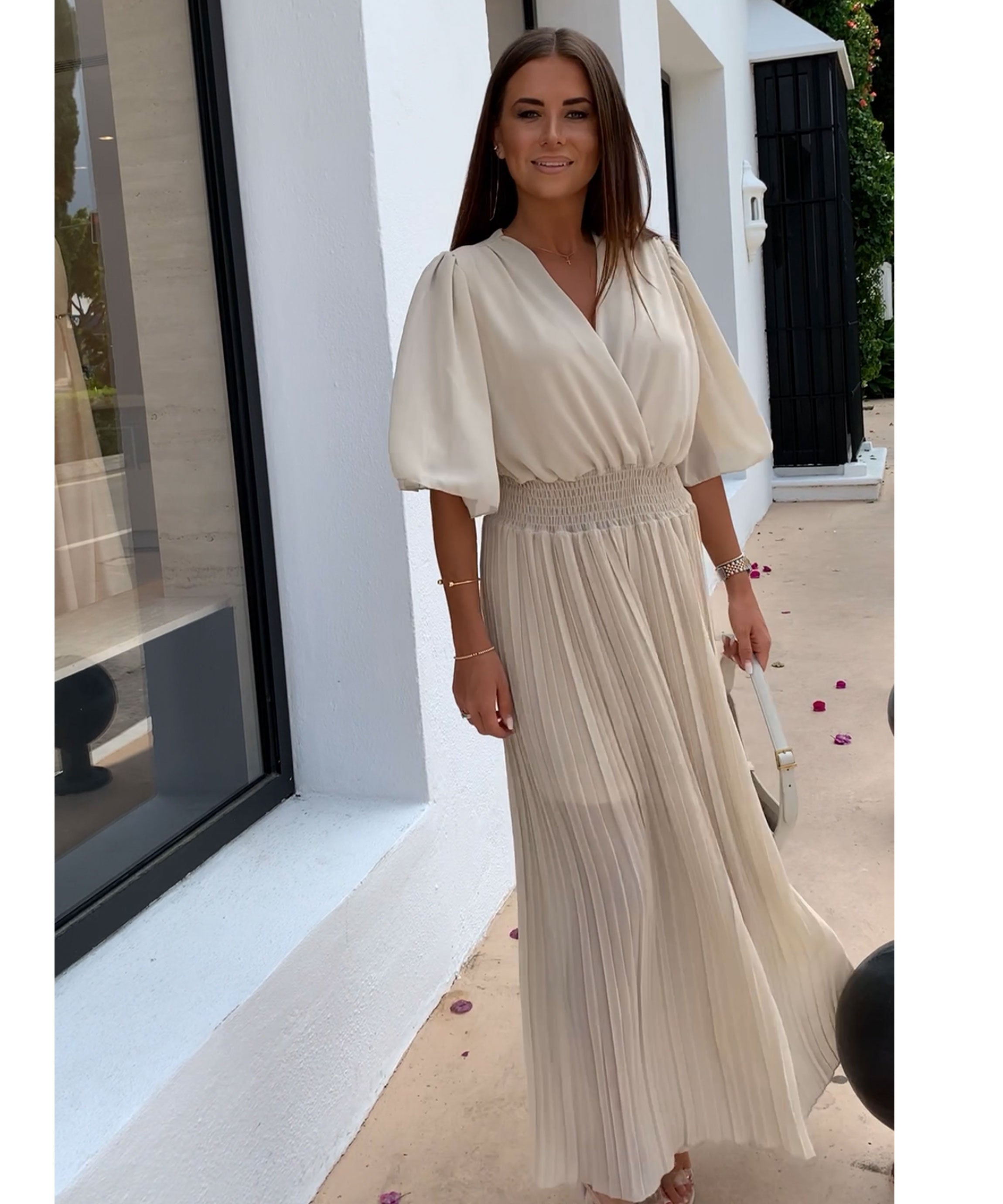 Selena - Elegante geplooide maxi jurk met een flatterende taille
