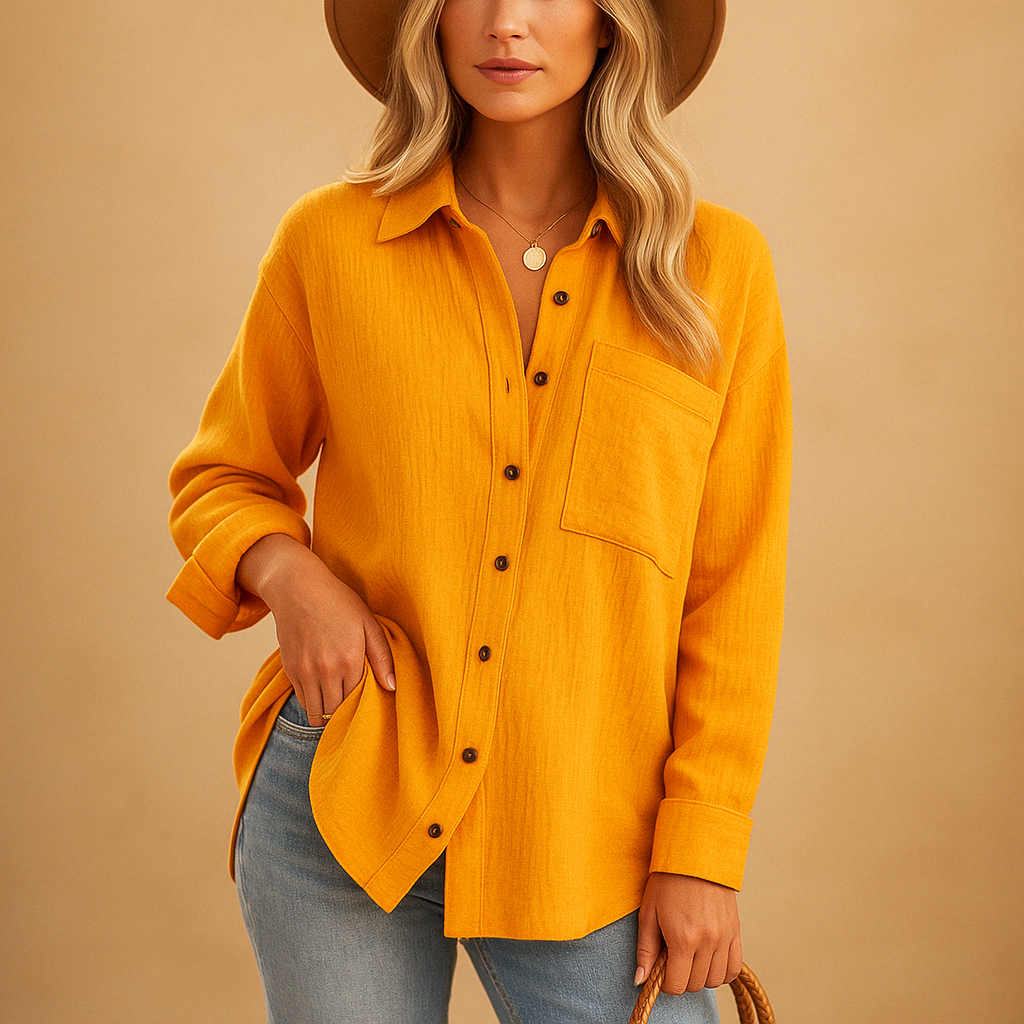 Aviana – Casual overhemd met lange mouwen, knoopsluiting en borstzakdetail