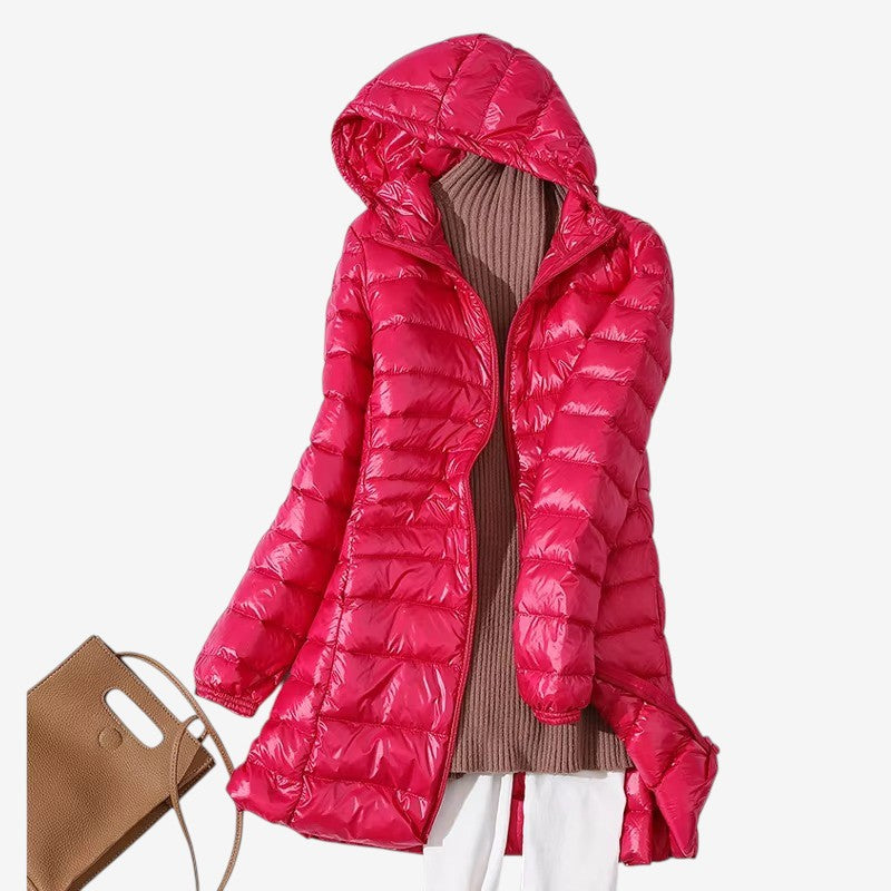 Eleanor – Lange Pufferjas met Verstelbare Capuchon en Ritssluiting