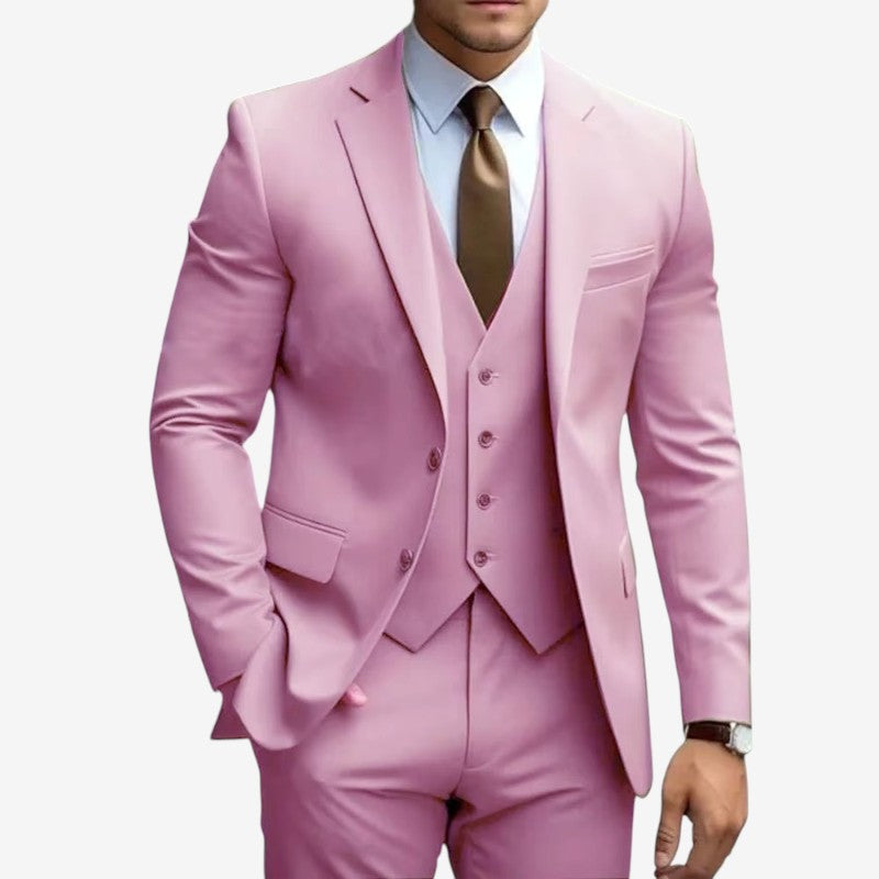 Joshua – 3 Delige Slanke pasvorm Blazer Set met Wijd Pijp Broek