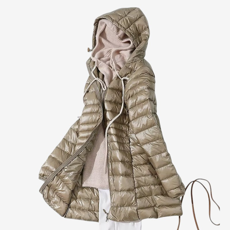 Eleanor – Lange Pufferjas met Verstelbare Capuchon en Ritssluiting