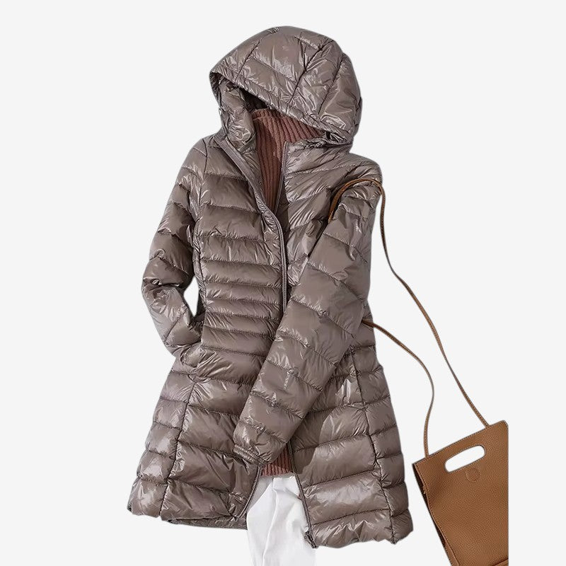 Eleanor – Lange Pufferjas met Verstelbare Capuchon en Ritssluiting