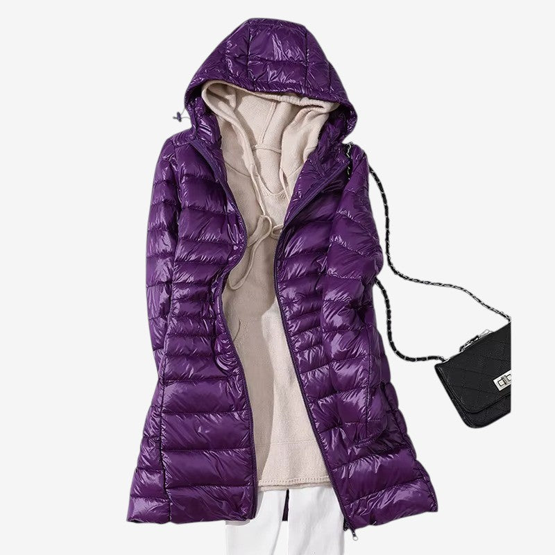 Eleanor – Lange Pufferjas met Verstelbare Capuchon en Ritssluiting