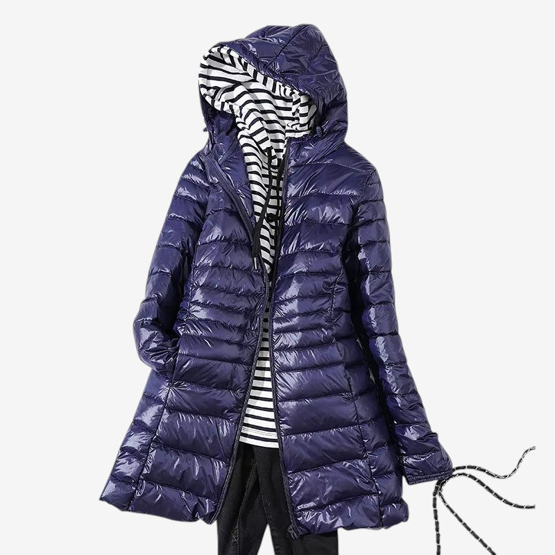 Eleanor – Lange Pufferjas met Verstelbare Capuchon en Ritssluiting