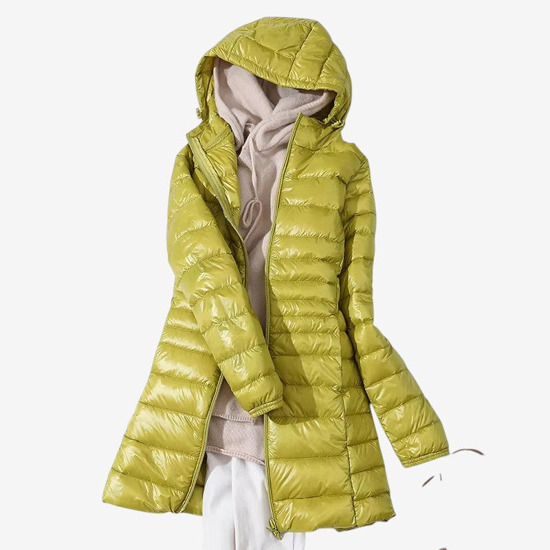 Eleanor – Lange Pufferjas met Verstelbare Capuchon en Ritssluiting