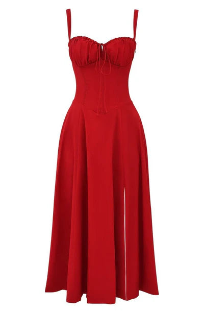 Daisy - Elegante Midi-jurk met een gebeeldhouwd lijfje en vloeiende rok