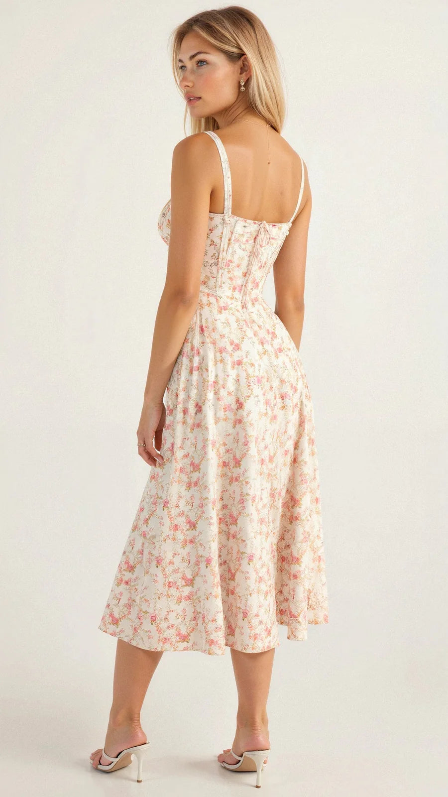 Daisy - Elegante Midi-jurk met een gebeeldhouwd lijfje en vloeiende rok