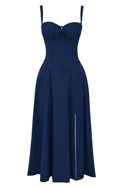 Daisy - Elegante Midi-jurk met een gebeeldhouwd lijfje en vloeiende rok