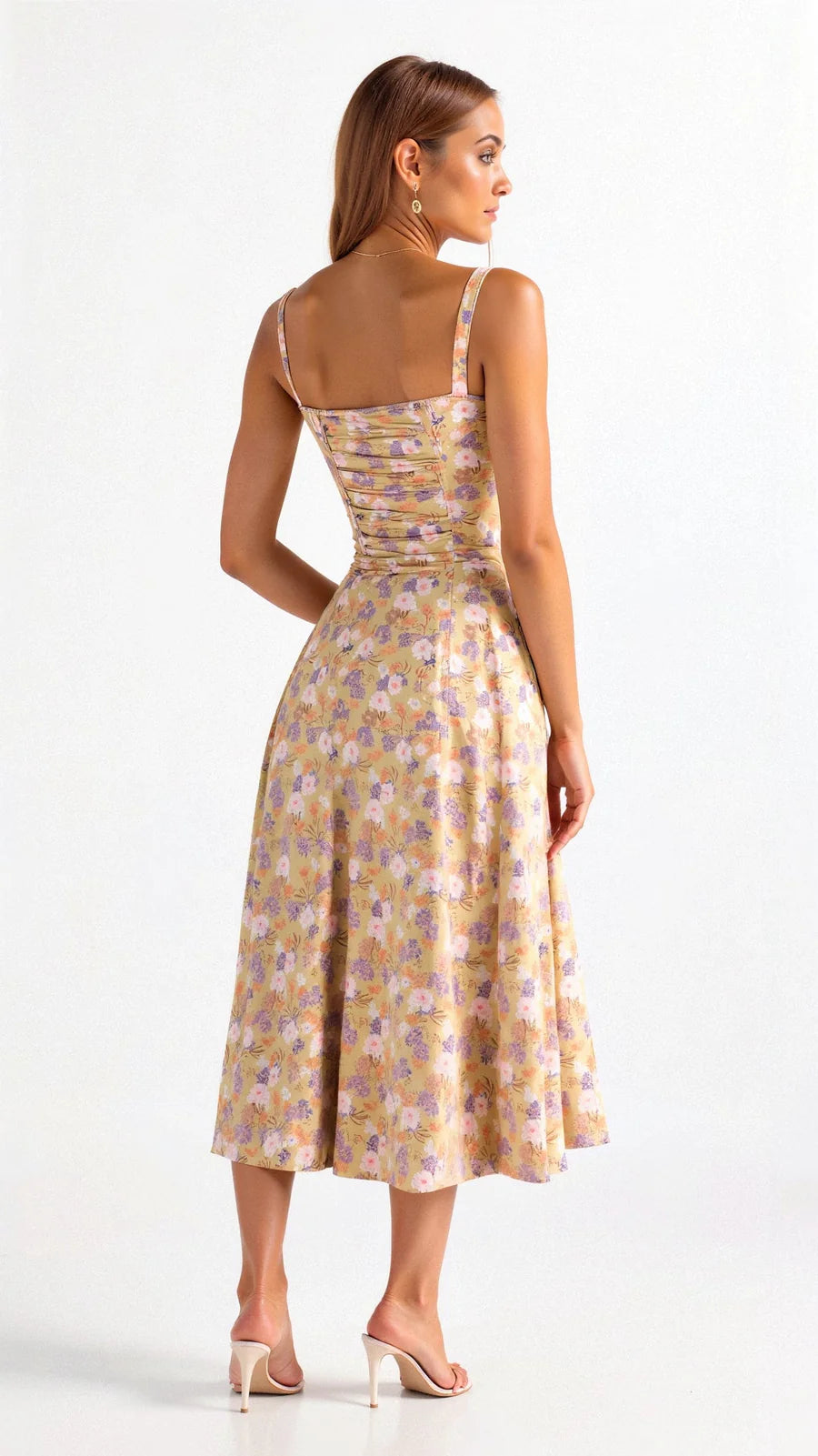 Daisy - Elegante Midi-jurk met een gebeeldhouwd lijfje en vloeiende rok