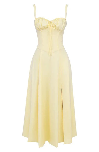Daisy - Elegante Midi-jurk met een gebeeldhouwd lijfje en vloeiende rok