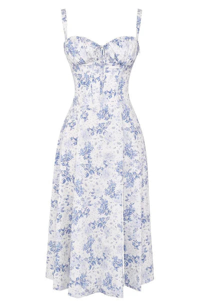 Daisy - Elegante Midi-jurk met een gebeeldhouwd lijfje en vloeiende rok
